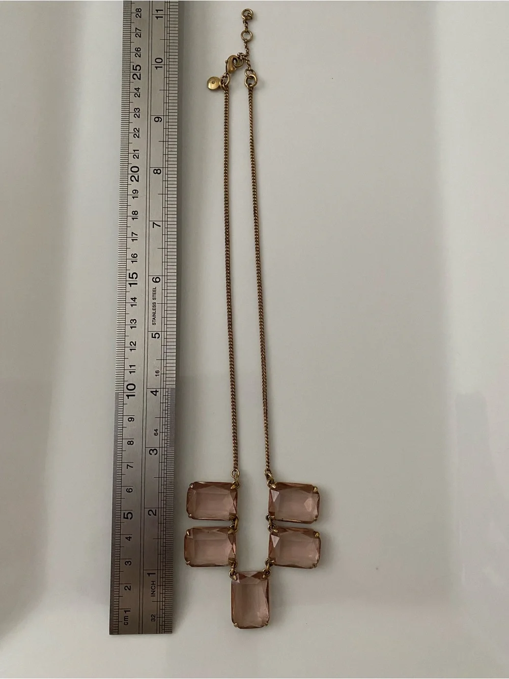 J. Crew Gold-Tone Necklace with Light Pink Rectangular Stones